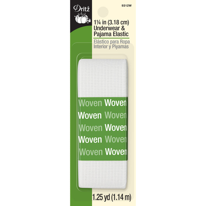 1-1/4" Underwear & Pajama Elastic, White, 1-1/4 yd