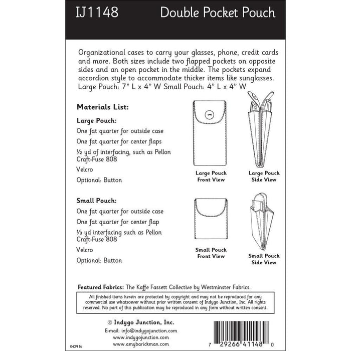 Double Pocket Pouch Pattern, Shippable