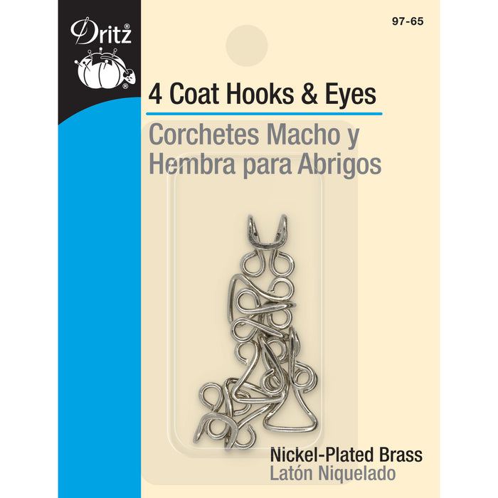 Coat Hooks & Eyes, 4 pc, Nickel