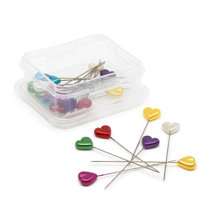 2-1/8" Heart Pearlized Pins, Assorted, 35 pc