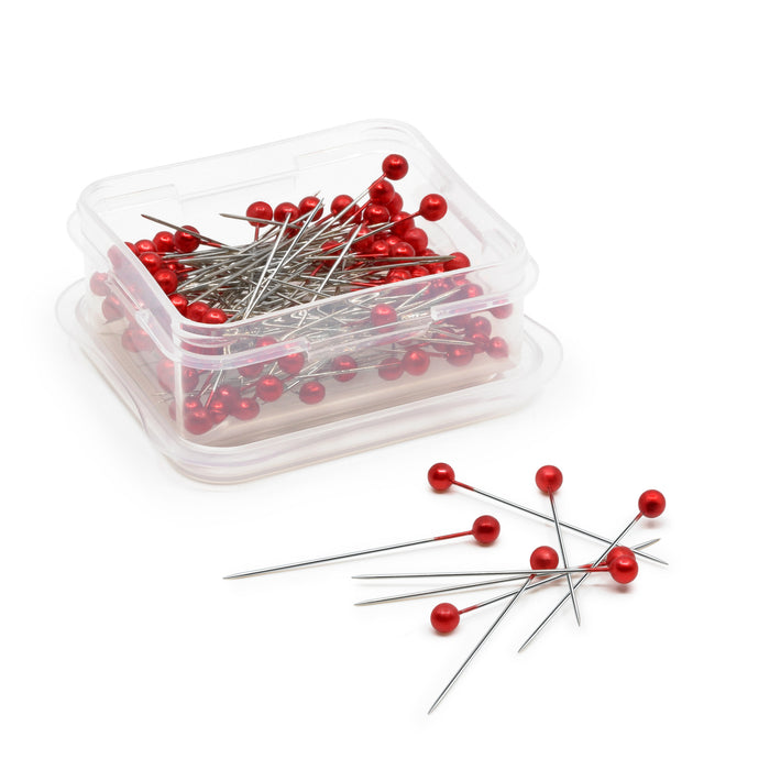 1-1/2" Long Pearlized Pins, Red, 100 pc