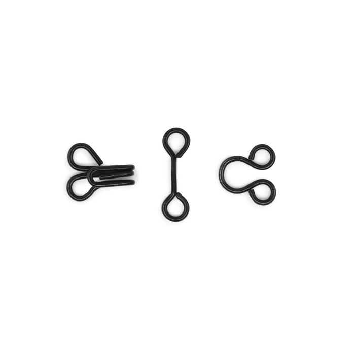 Hooks & Eyes, 14 pc, Black, Size 1