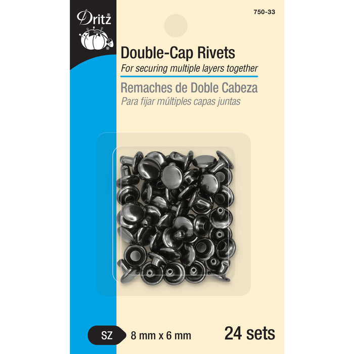 Double-Cap Rivets, 24 Sets, Gunmetal