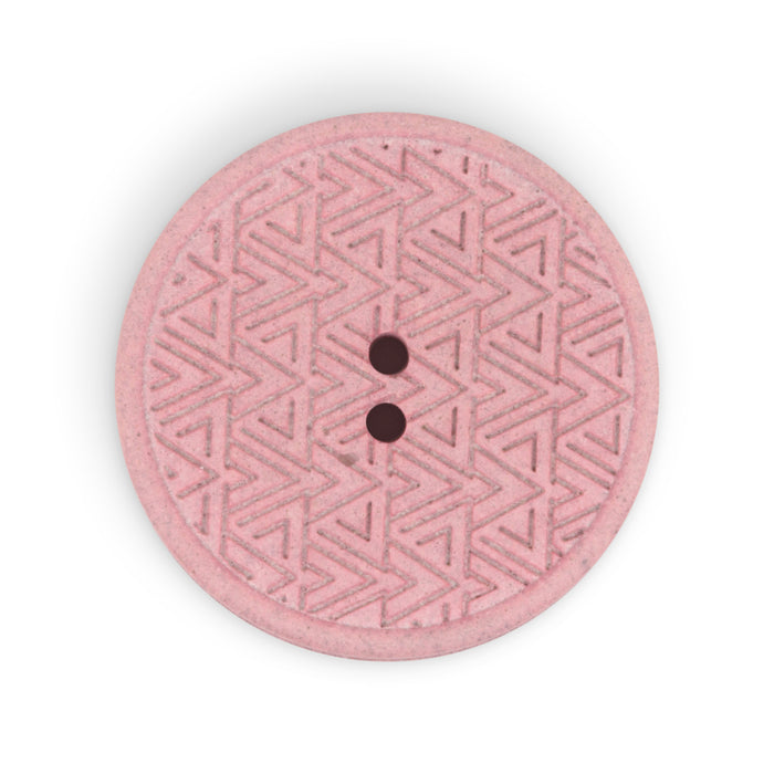 Recycled Hemp Geometric Round Button, 28mm, Light Pink