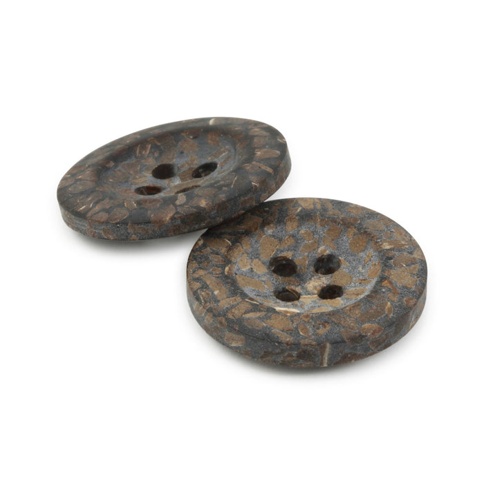 Recycled Coconut Round Button, 18mm, Brown, 2 pc