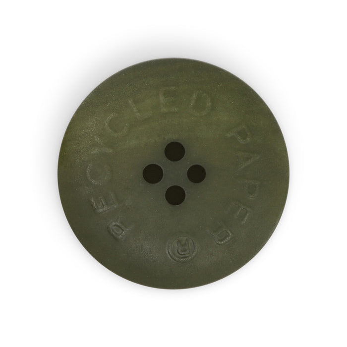 Recycled Paper Round Button, 28mm, Dark Olive