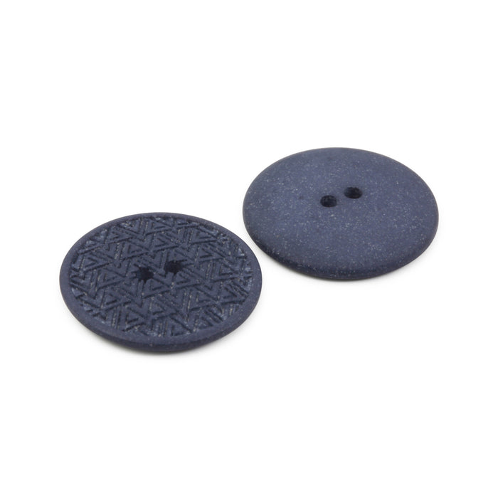 Recycled Hemp Geometric Round Button, 20mm, Dark Blue, 3 pc