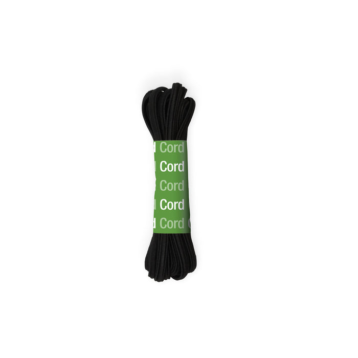 Oval Cord Elastic, Black, 2-1/2 yd