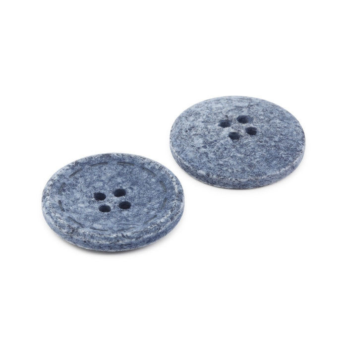 Recycled Cotton Round Stitch Button, 25mm, Blue, 2 pc