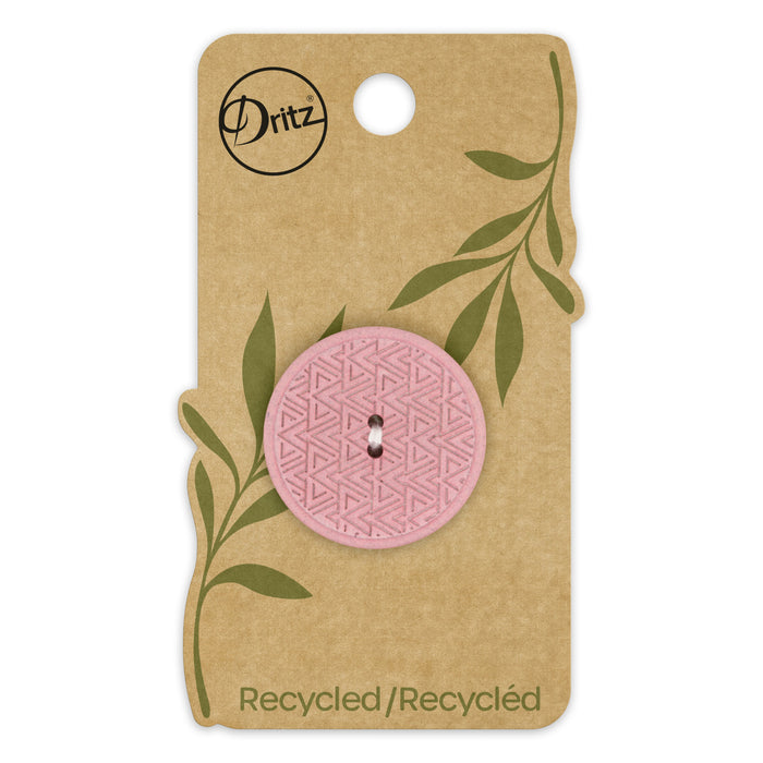 Recycled Hemp Geometric Round Button, 28mm, Light Pink