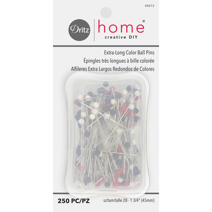 1-3/4" Extra-Long Color Ball Pins, Assorted, 250 pc