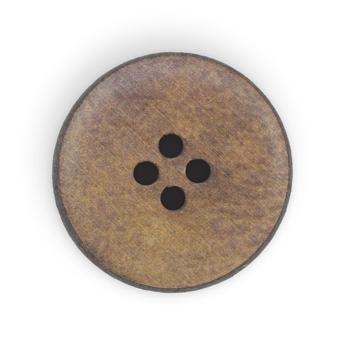 Recycled Leather Round Button, 23mm, Brown, 2 pc