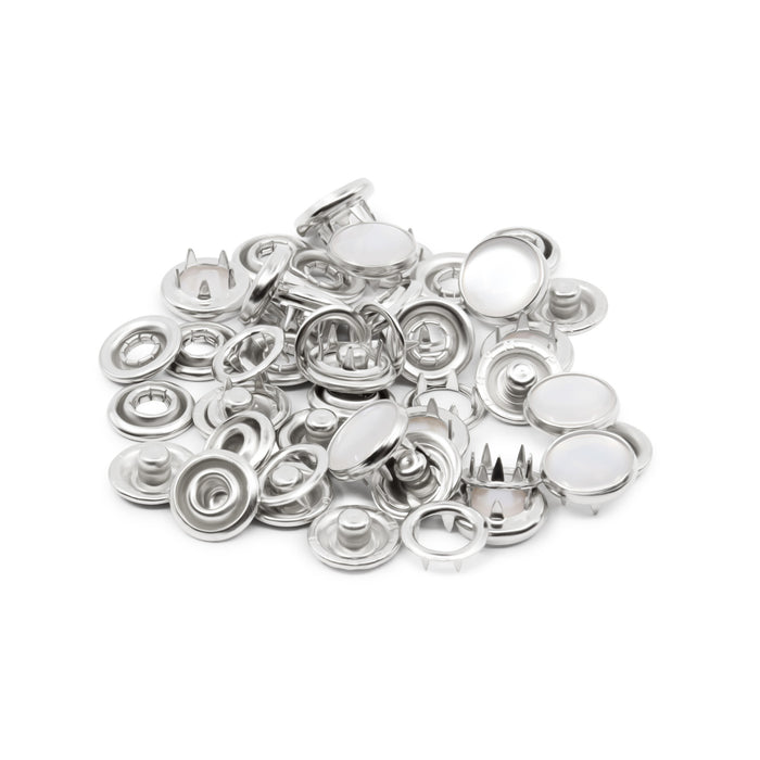 7/16" Pearl Snap Fasteners, 12 Sets, White