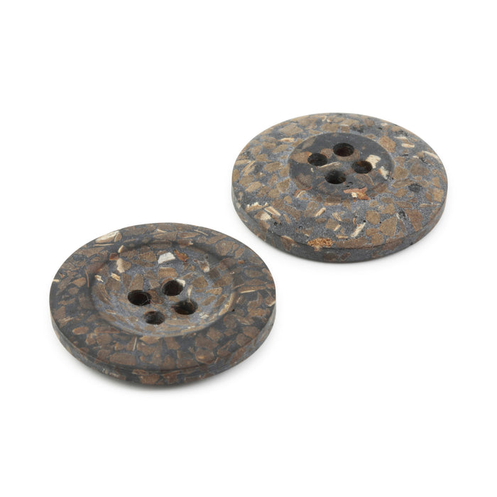 Recycled Coconut Round Button, 23mm, Brown, 2 pc