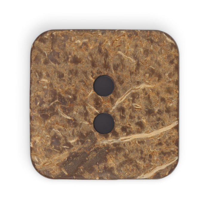 Sustainable Coconut Square Button, 35mm, Blue