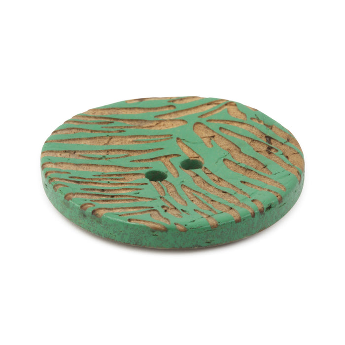 Sustainable Coconut Round Button, 30mm, Dark Green