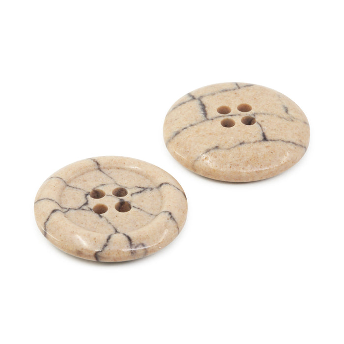 Recycled Polyester Round Button, 23mm, Beige-Camel, 2 pc