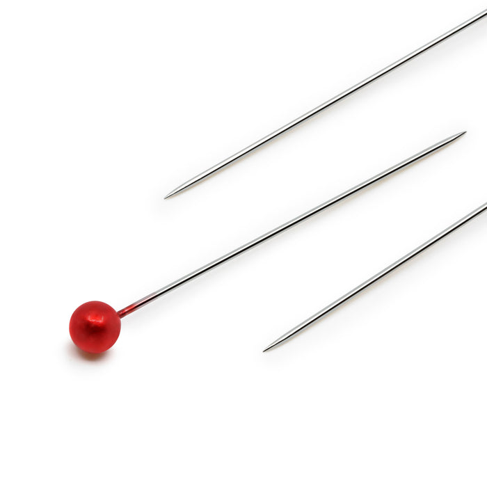 1-1/2" Long Pearlized Pins, Red, 100 pc