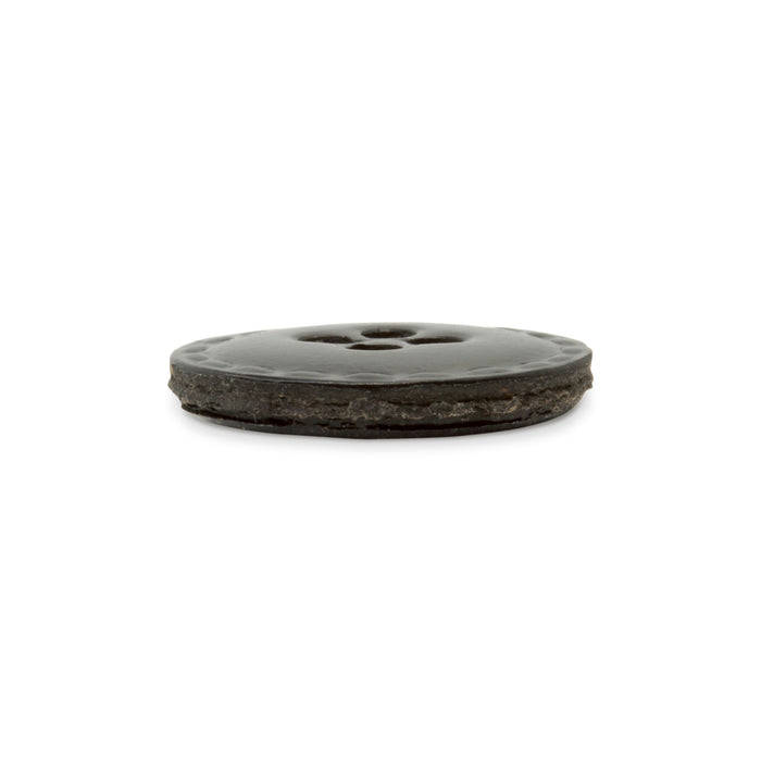 Recycled Leather Round Button, 18mm, Black, 2 pc