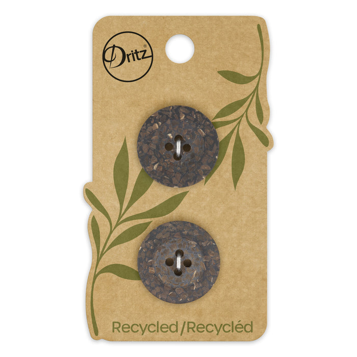 Recycled Coconut Round Button, 23mm, Brown, 2 pc