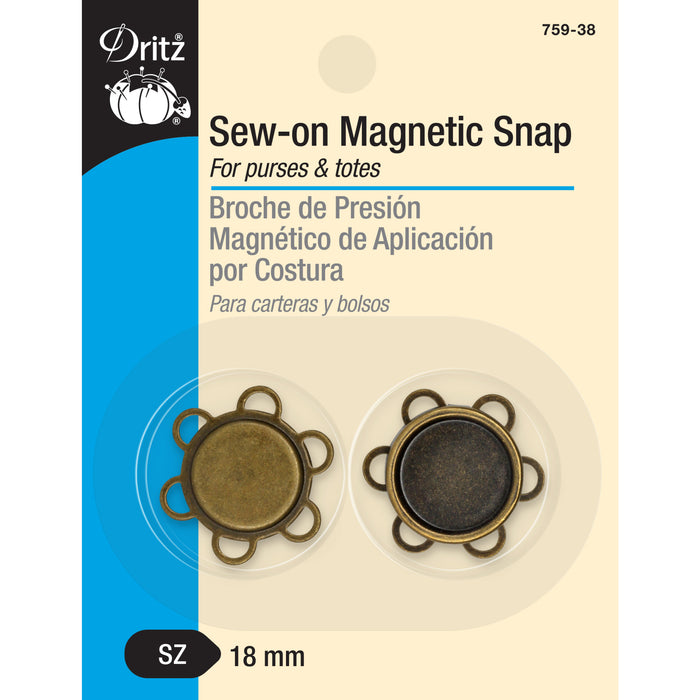 Magnetic Flower Sew-On Snap, 1 Set, Antique brass