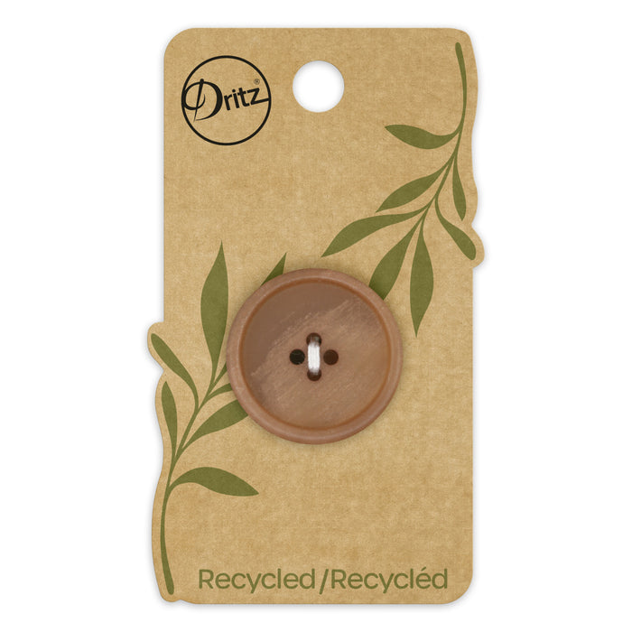 Recycled Paper Round Button, 28mm, Beige-camel