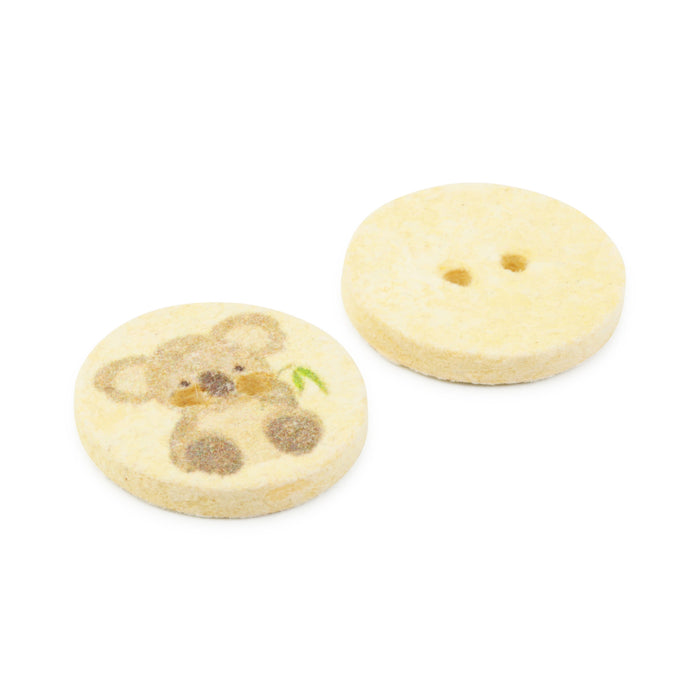 Recycled Cotton Koala Button, 18mm, Yellow, 3 pc