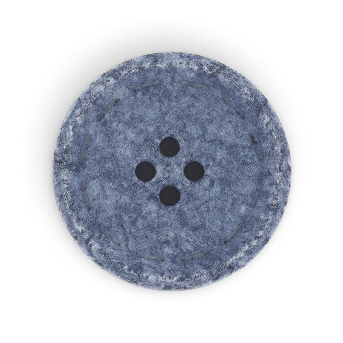 Recycled Cotton Round Stitch Button, 25mm, Blue, 2 pc