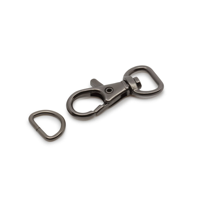 1/2" Small Swivel Hook & D-Ring, Gunmetal