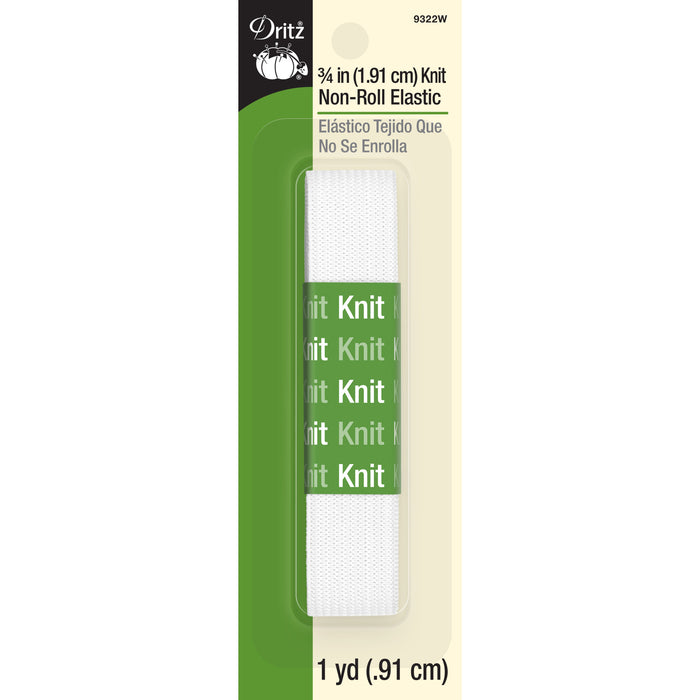 3/4" Knit Non-Roll Elastic, White, 1 yd