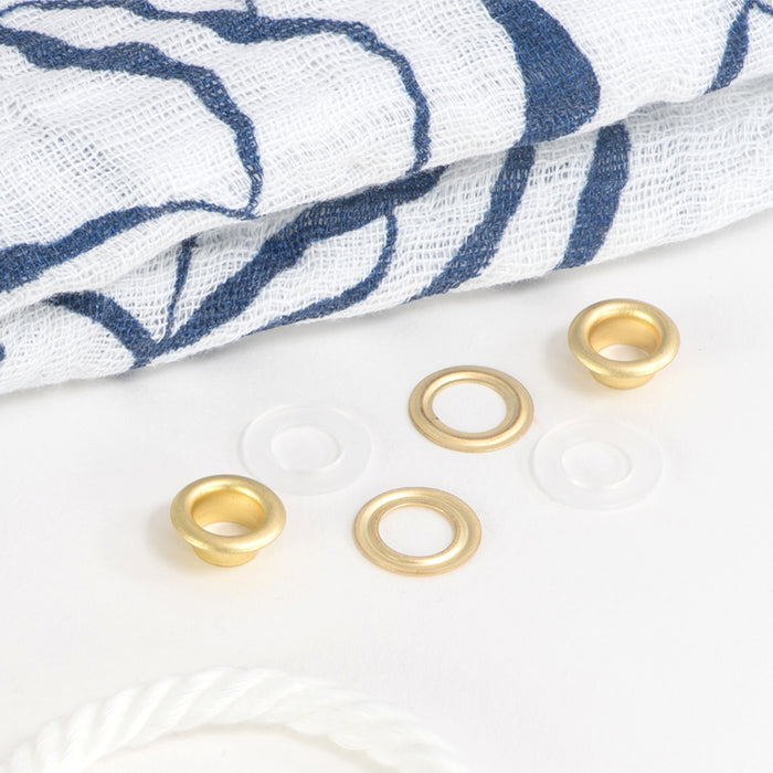 1/4" 2-Part Eyelets, 15 Sets, Matte Gold