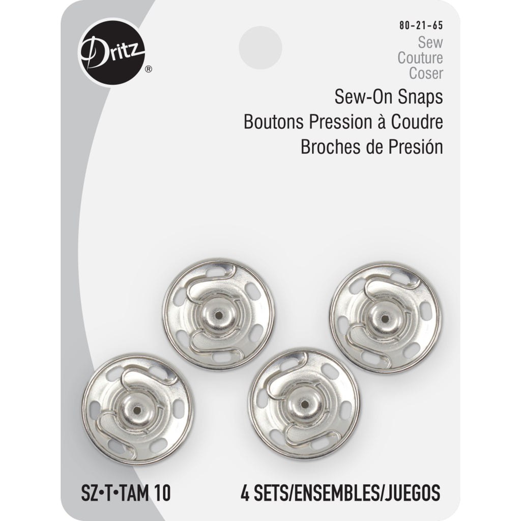 Dritz 6 Sew-On Snaps Nickel Size 2