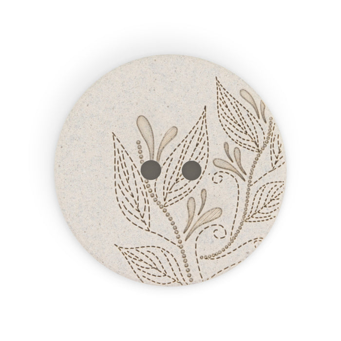 Recycled Hemp Round Floral Button, 28mm, Light Gray