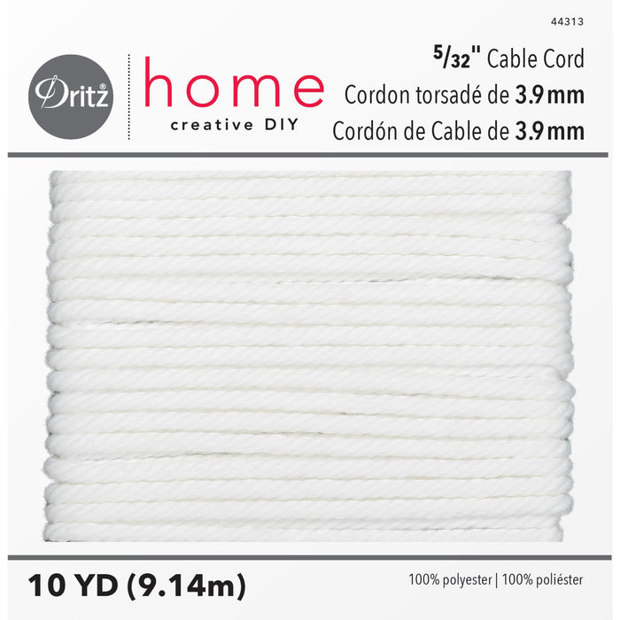 5/32" Cable Cord, White, 10  yd
