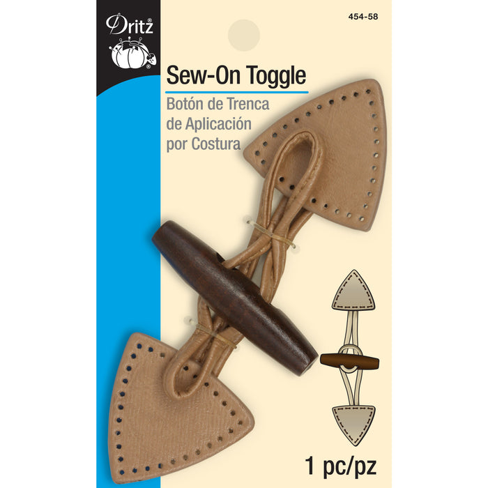 Sew-On Toggle, 1 pc, Tan