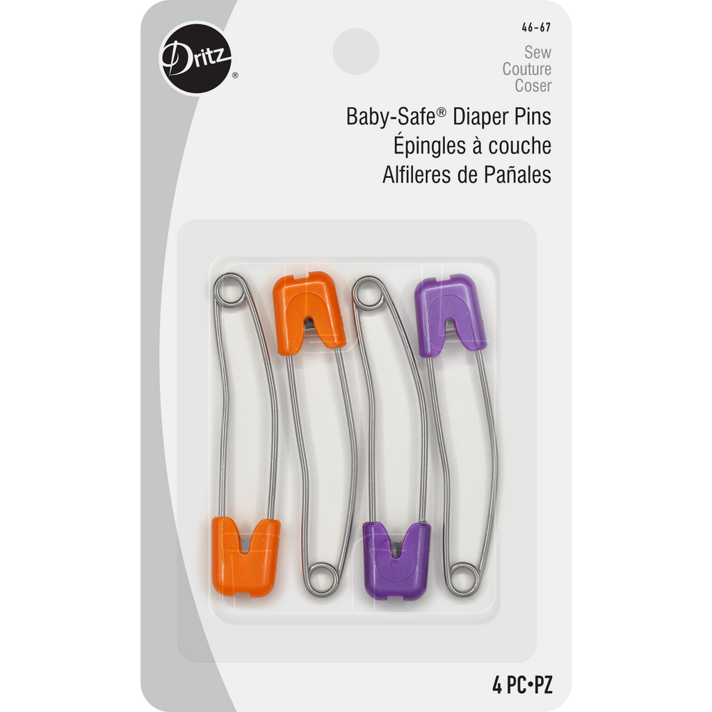 Dritz Pastel Baby-Safe, 4 Count, Assorted Colors Diaper Pins