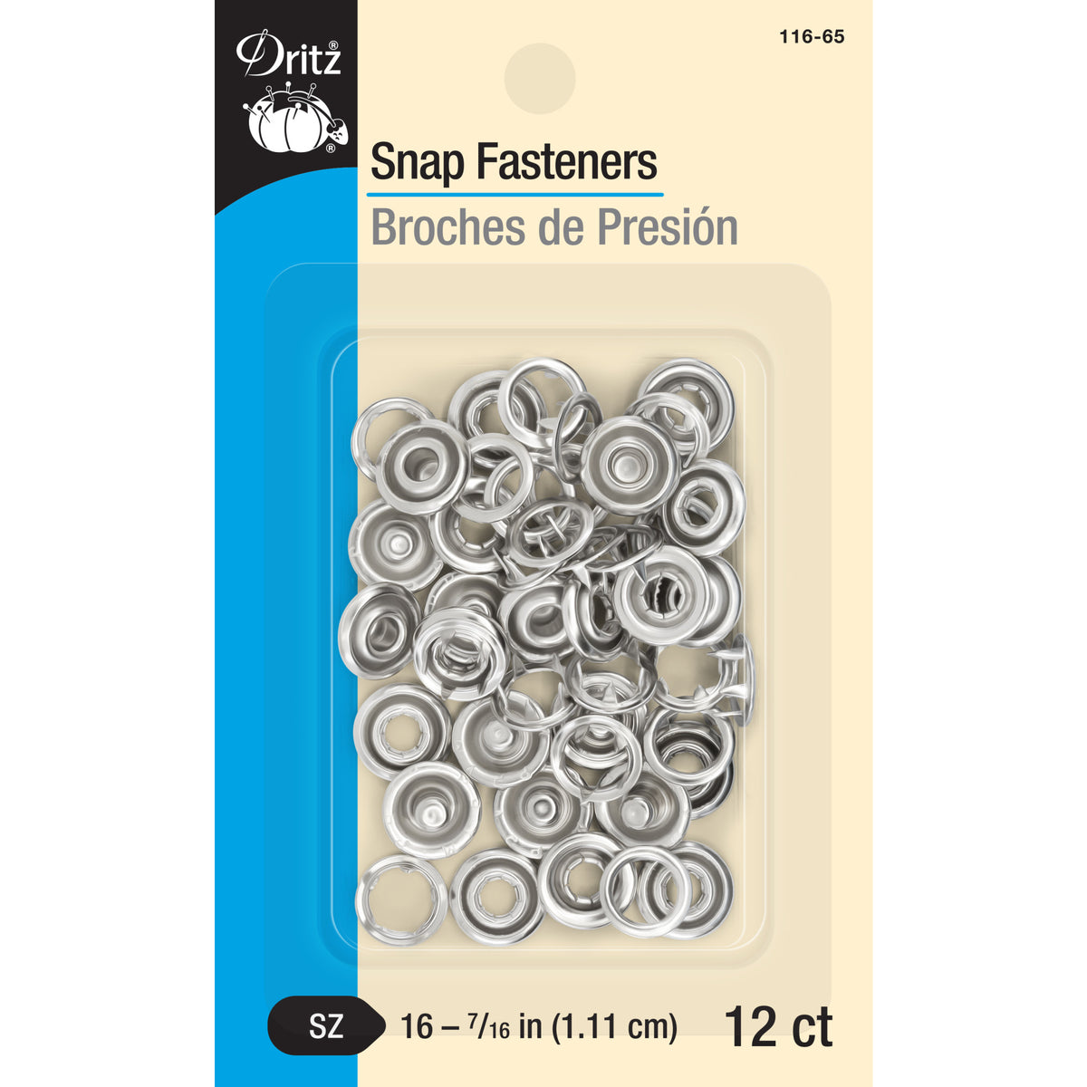 Dritz 7/16 Pearl Snap Fasteners, 12 Sets, White