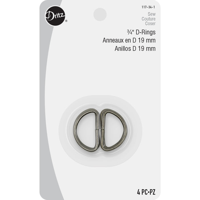 3/4" D-Rings, Black, 4 pc