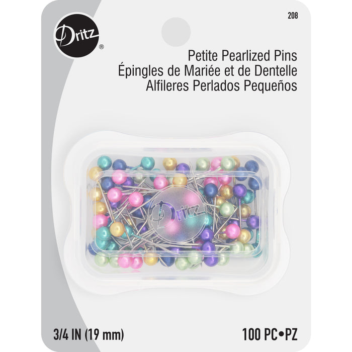 3/4" Petite Pearlized Pins, Assorted, 100 pc