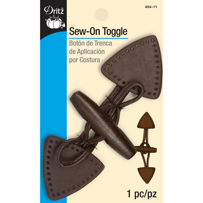 Sew-On Toggle, 1 pc, Brown