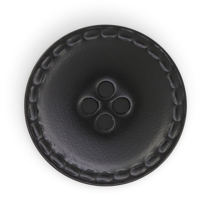 Recycled Leather Round Button, 25mm, Black