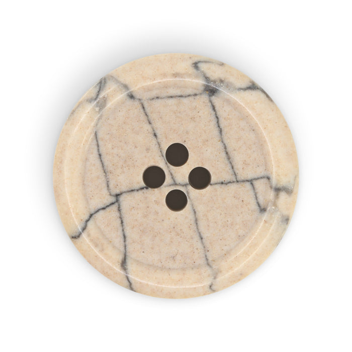 Recycled Polyester Round Button, 28mm, Beige-Camel