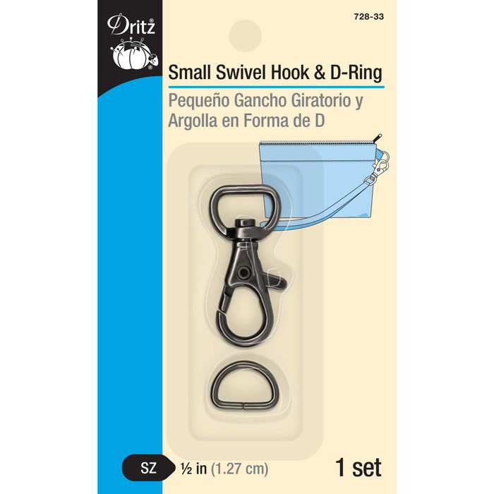 1/2" Small Swivel Hook & D-Ring, Gunmetal