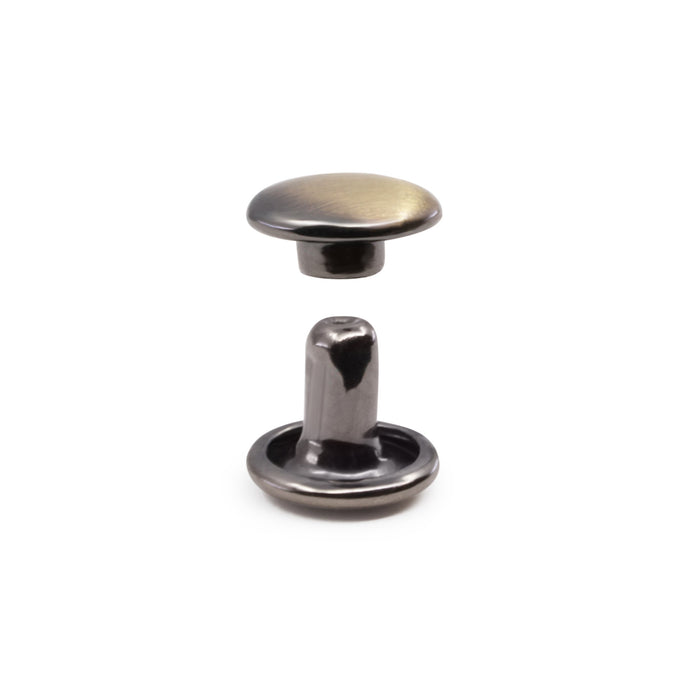 Double-Cap Rivets, 24 Sets, Brushed Brass