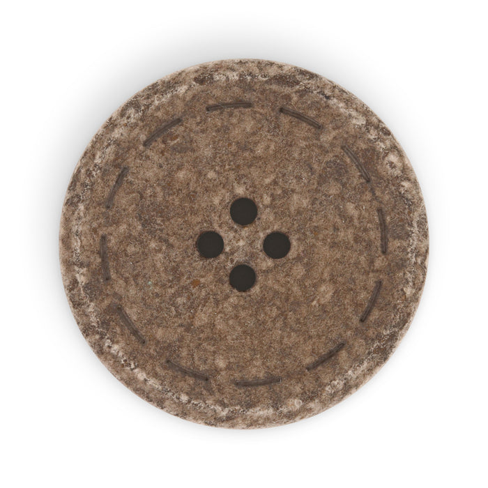 Recycled Cotton Round Stitch Button, 30mm, Dark Brown