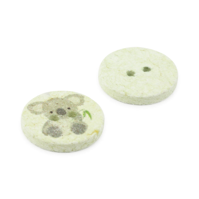 Recycled Cotton Koala Button, 18mm, Light Green, 3 pc