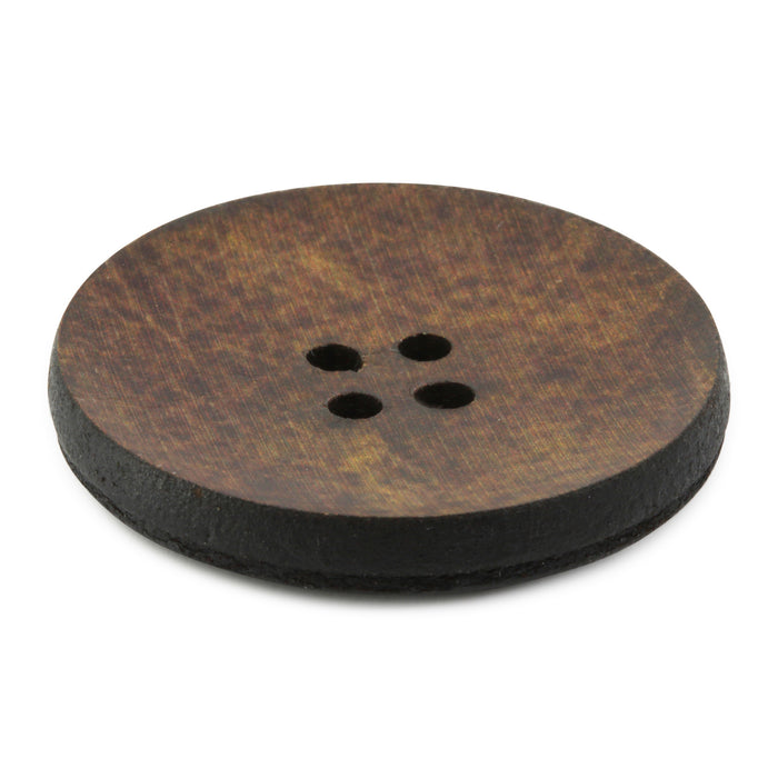 Recycled Leather Round Button, 30mm, Brown