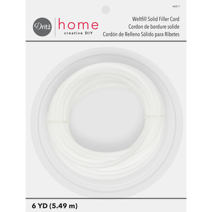 Weltfill Solid Filler Cord, White, 6 yd