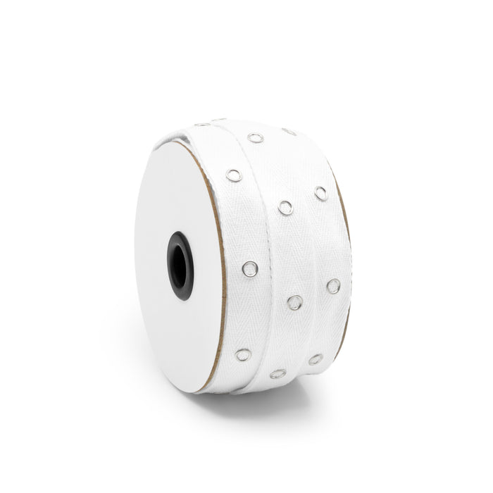 Snap Tape with Metal Snaps, White, 12 yd