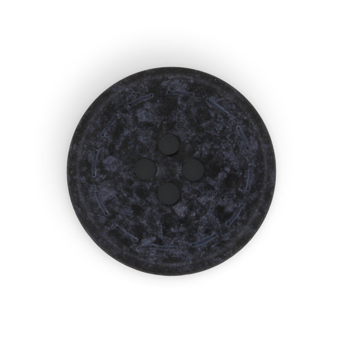 Recycled Cotton Round Stitch Button, 20mm, Black, 3 pc